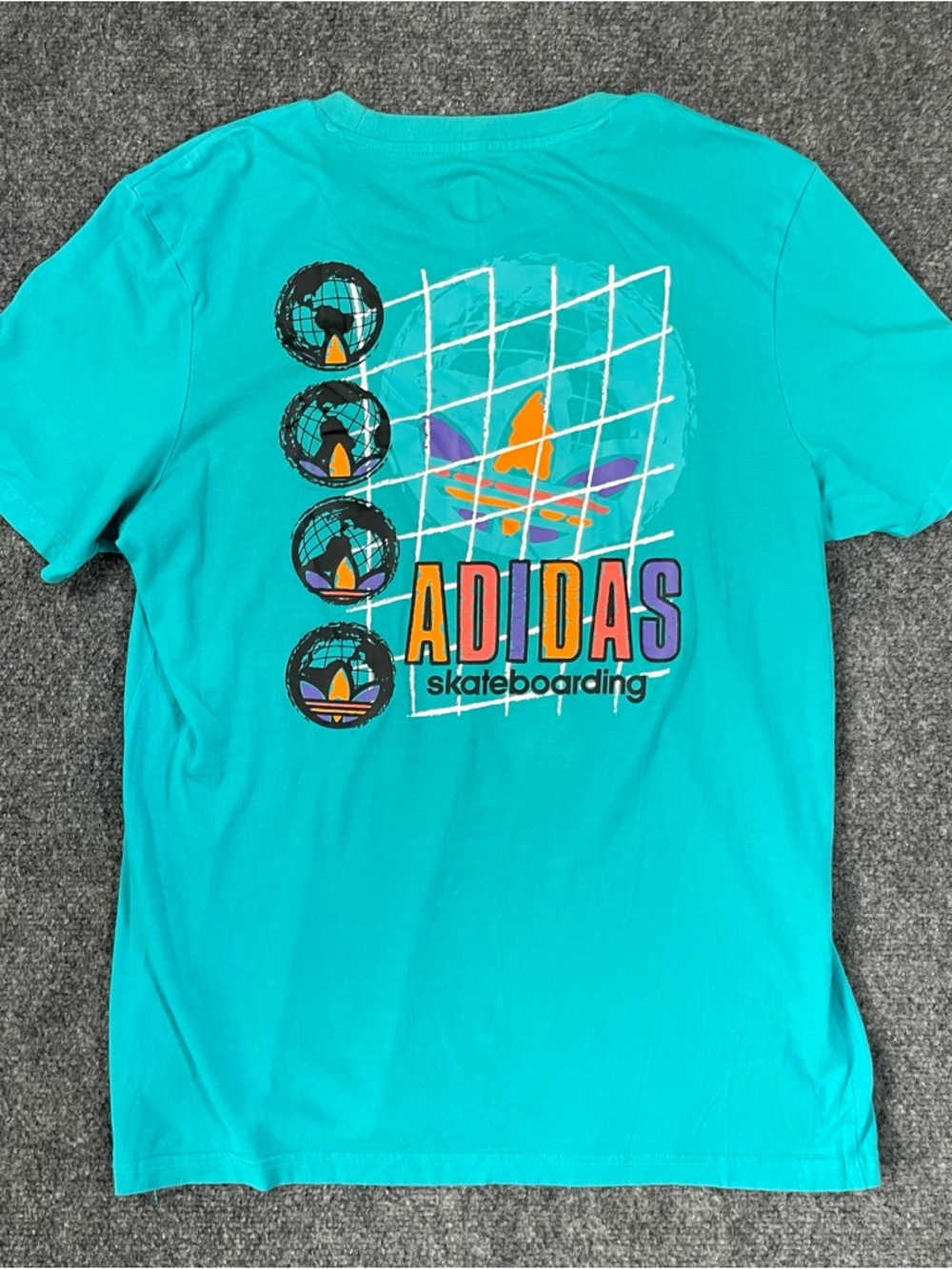 Adidas Skateboarding Graphic T Shirt Teal Trefoil Logo‎ Mens Medium - Picture 2 of 7
